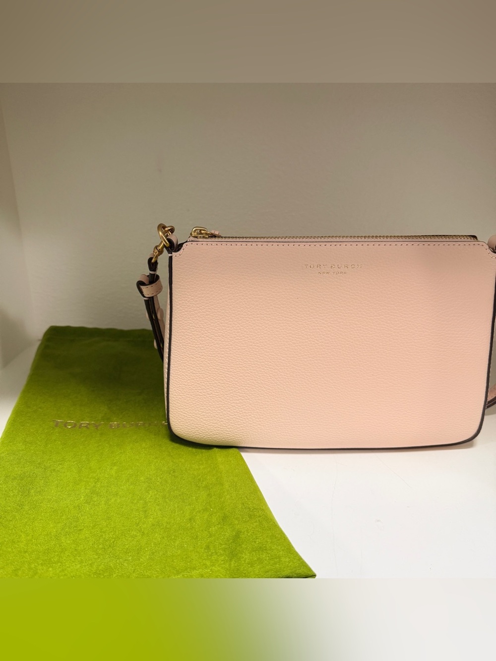 Tory Burch Small Perry Pink Leather Shoulder or Crossbody with Gold Hardware
